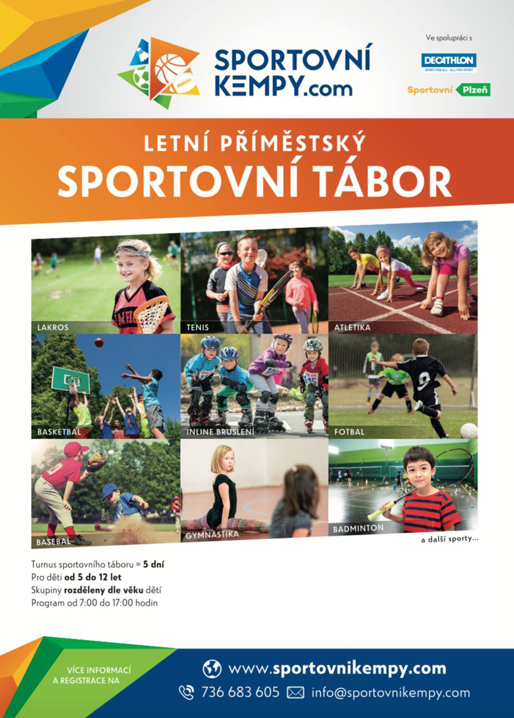leták - Letní příměstské sportovní tábory