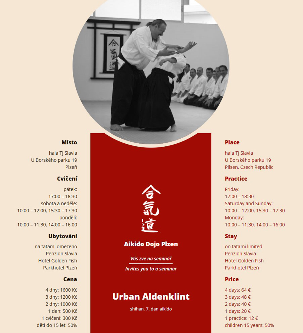 leták - Seminář AIKIDO - Urban Aldenklint 2025